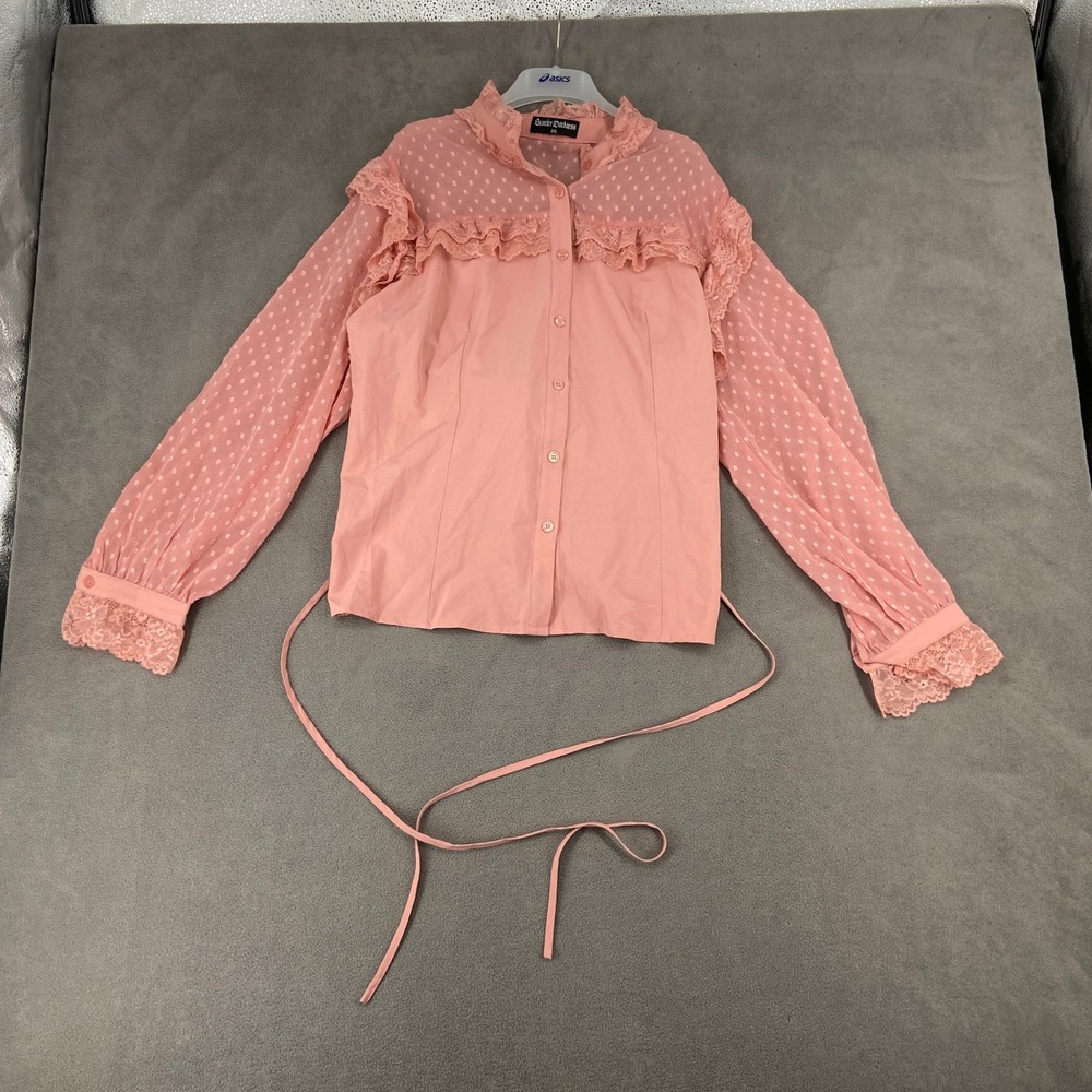 Scarlet Darkness Pink Lace Ruffle Blouse Swiss Dot Fairy Gothic Top 2XL